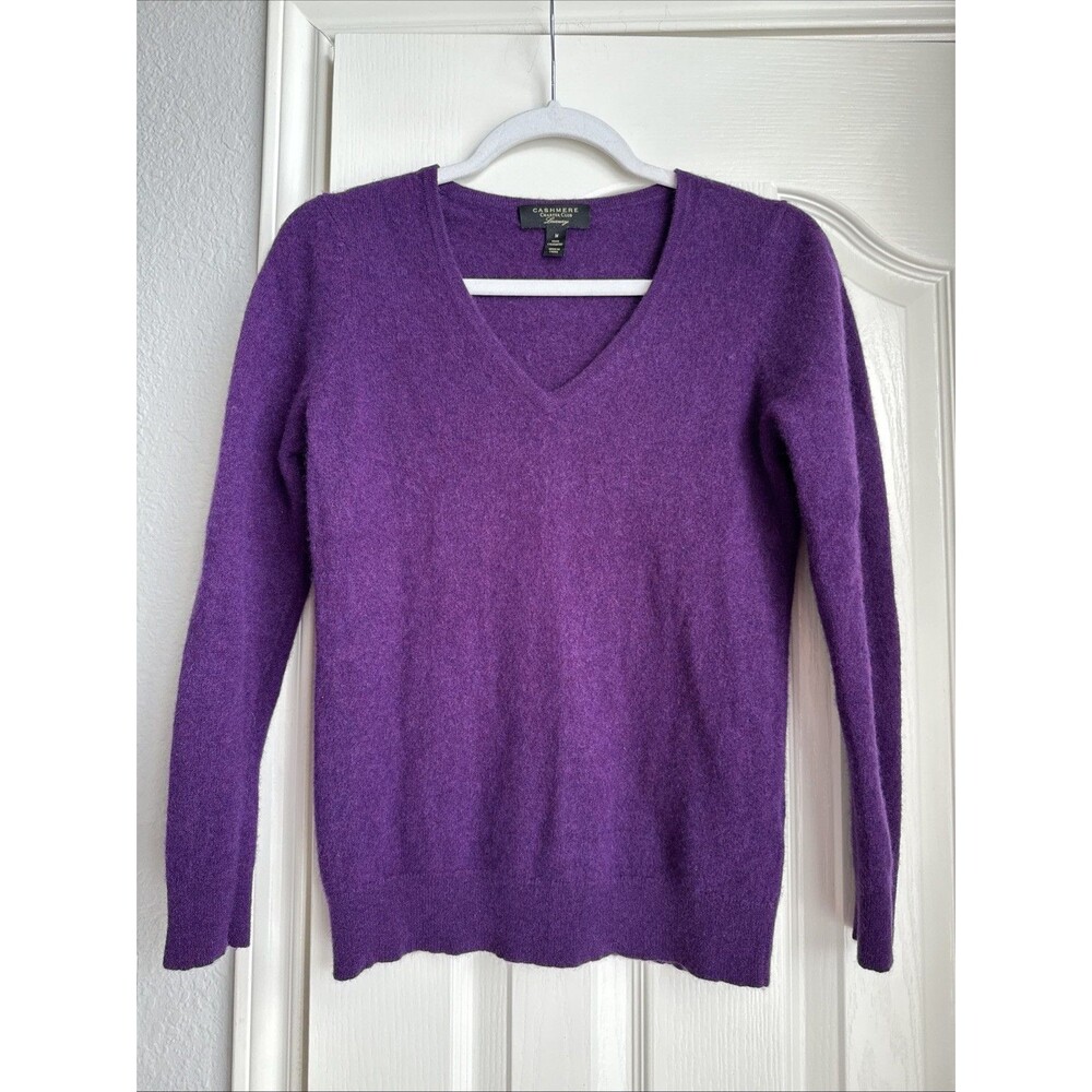 Charter Club Luxury Cashmere V Neck Sweater Women's Medium Purple